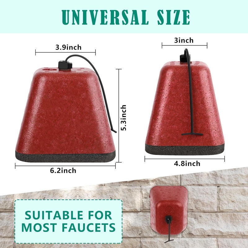 UQM 2 Pack Outdoor Faucet Covers for Winter, Heavy Duty Faucet Spigot Covers Winter Insulated, Reusable Outdoor Faucet Covers Hose Bib Covers for Winter Freeze Protection (Red) - Image 2